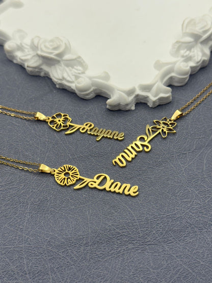Floral Name Necklace