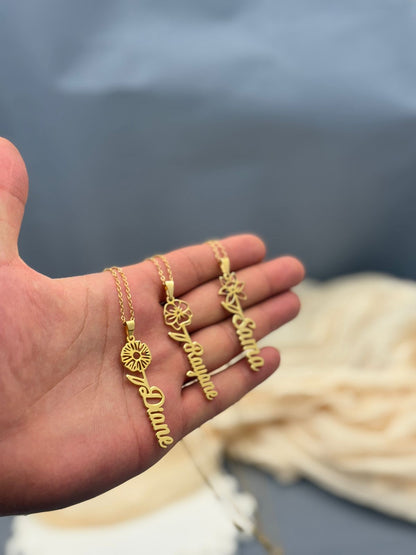Floral Name Necklace