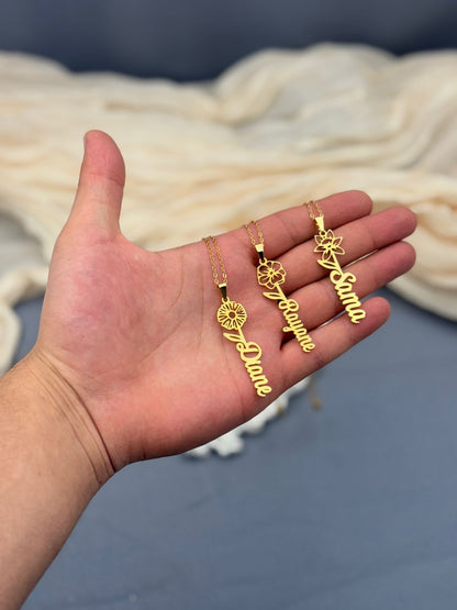 Floral Name Necklace