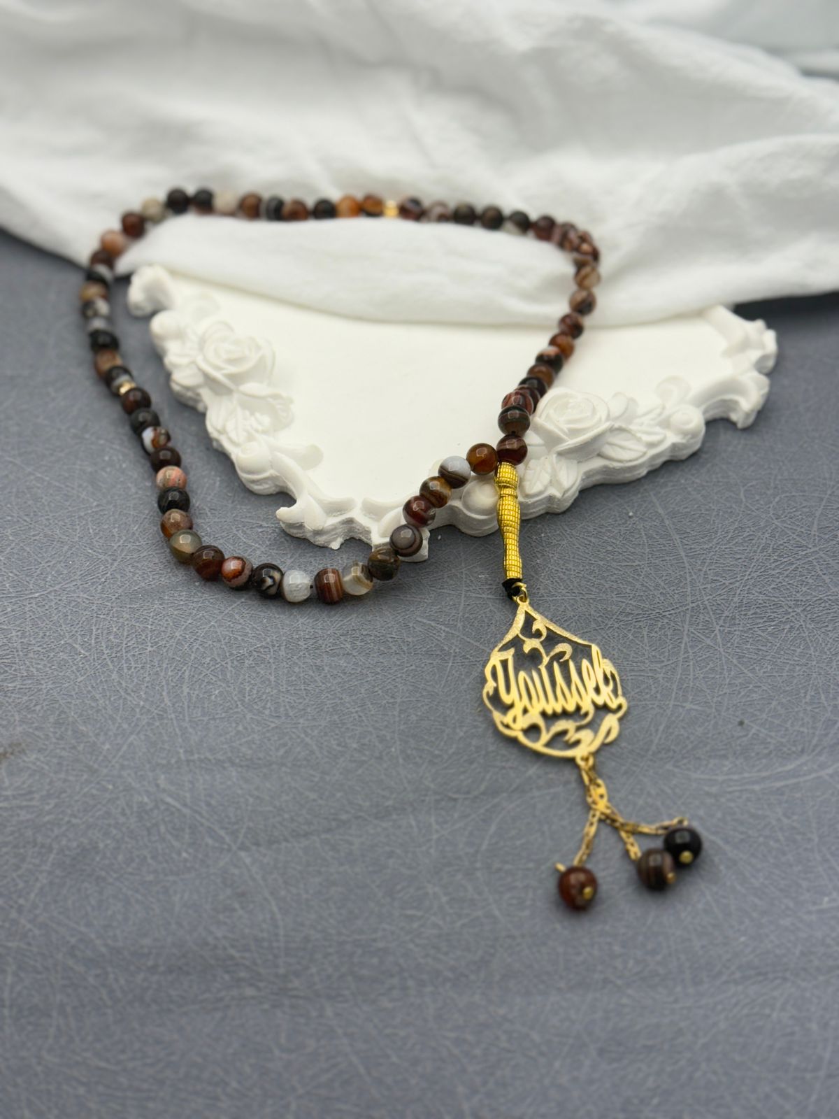 Personalized Tiger's Eye Rosary (Misbaha)
