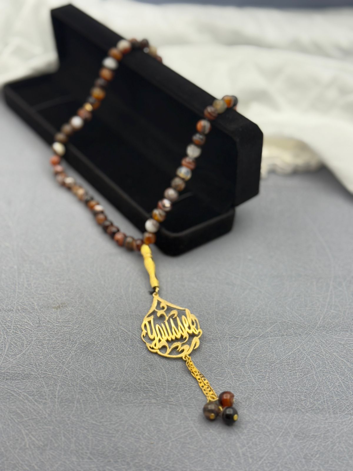 Personalized Tiger's Eye Rosary (Misbaha)