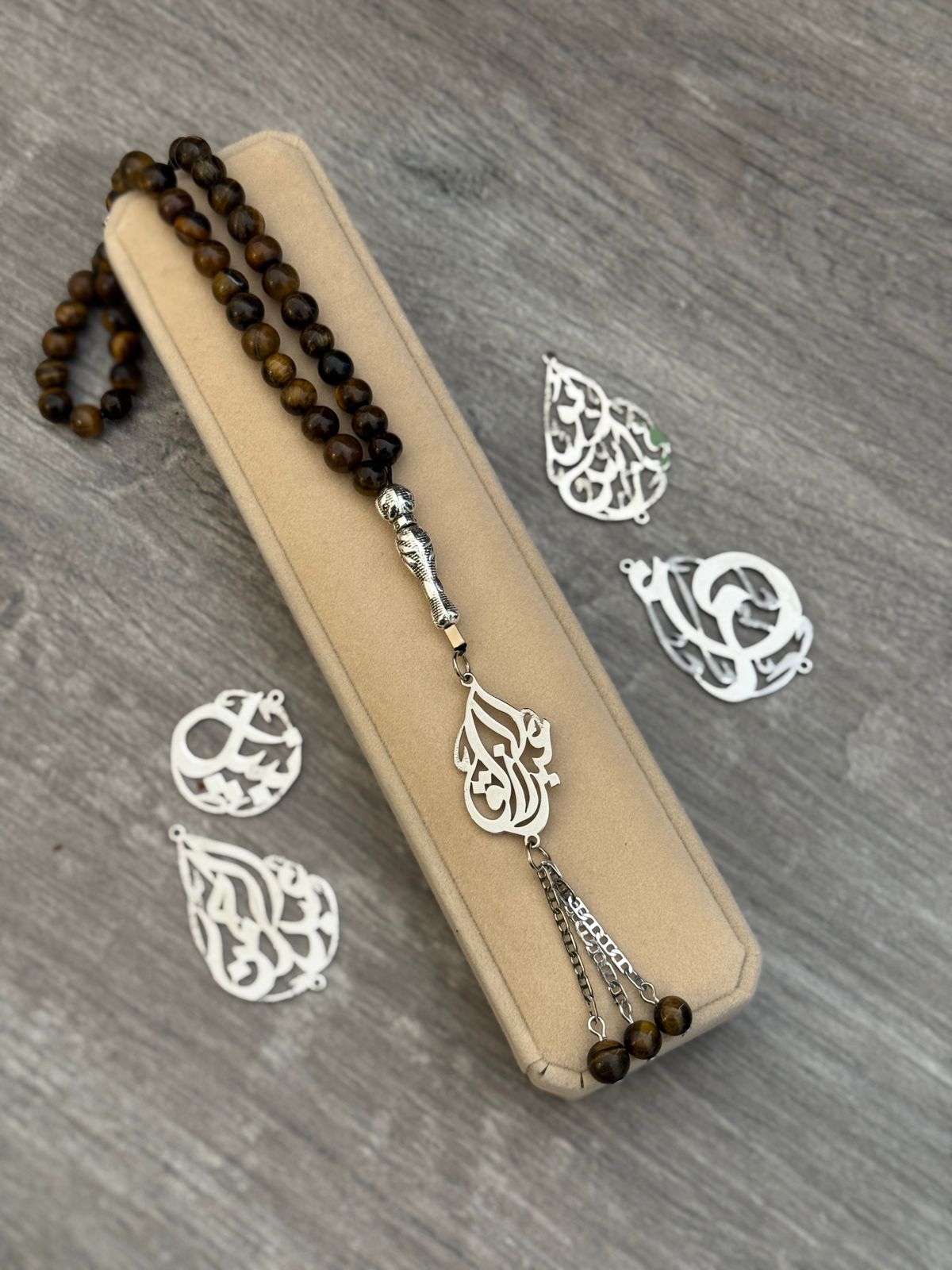 Custom Arabic Calligraphy Misbaha | Tiger's Eye