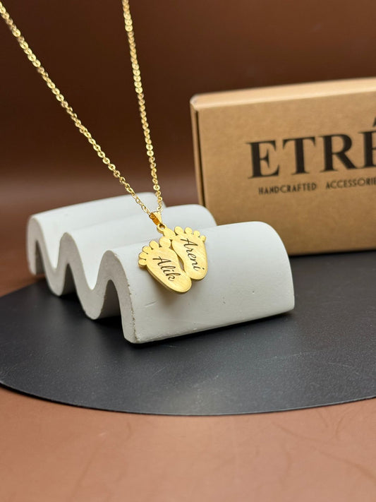 Plated Custom Baby Feet Necklace