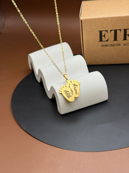 Plated Custom Baby Feet Necklace