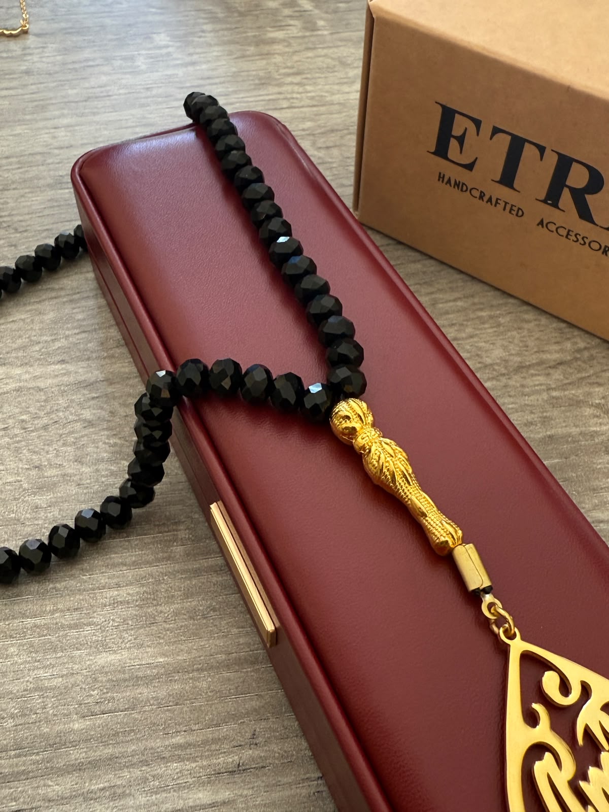 Custom Name Misbaha – (Matte Black & Gold)