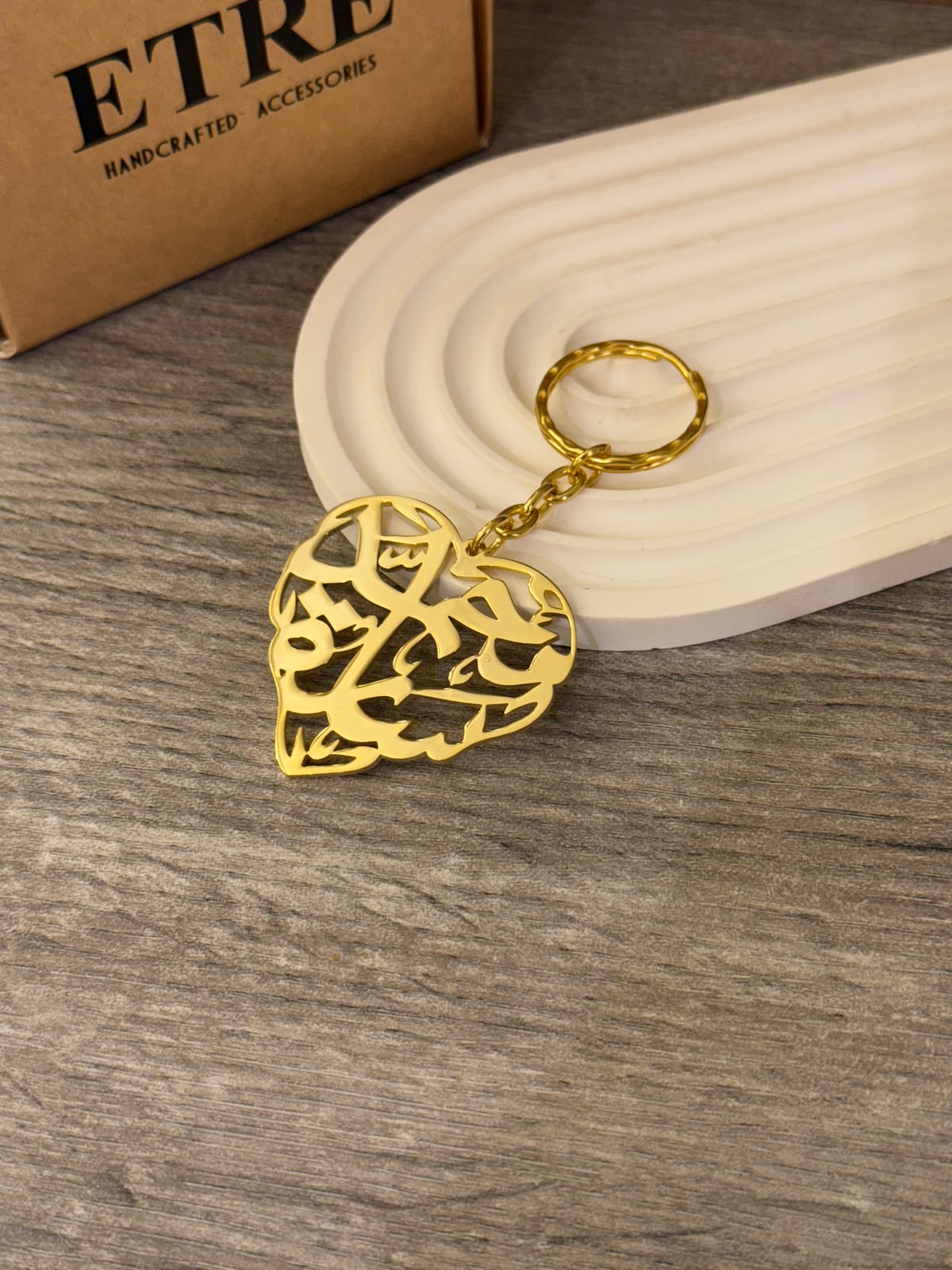 Arabic Calligraphy Heart Keychain